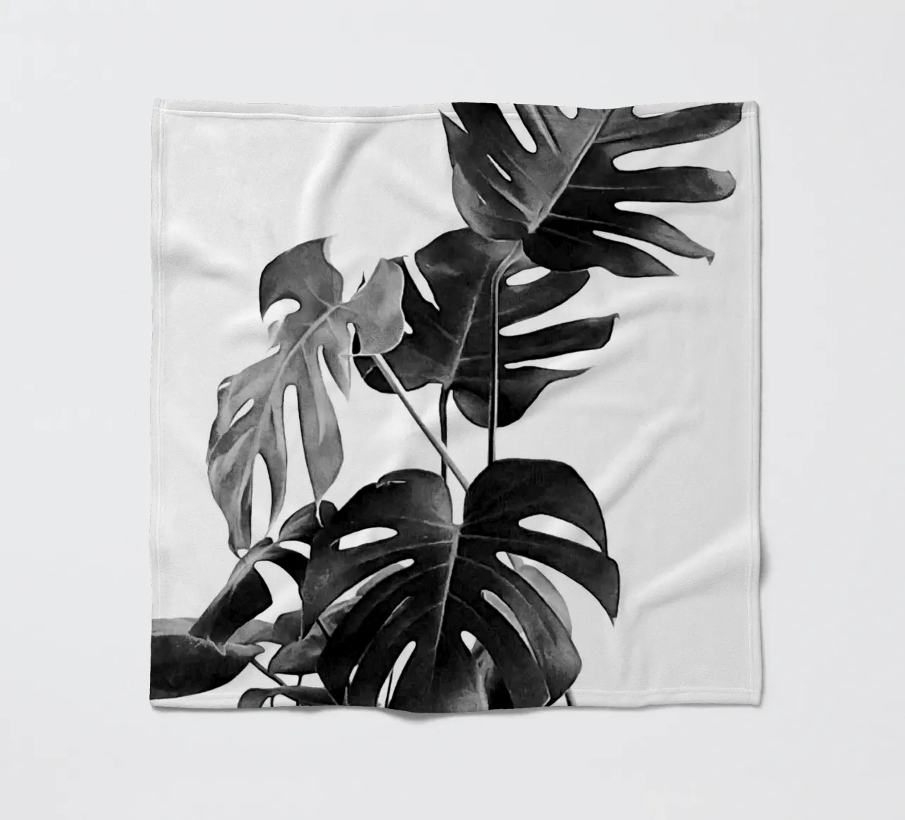 Monstera Bianco e Nero 09 coperta in pile da amini54