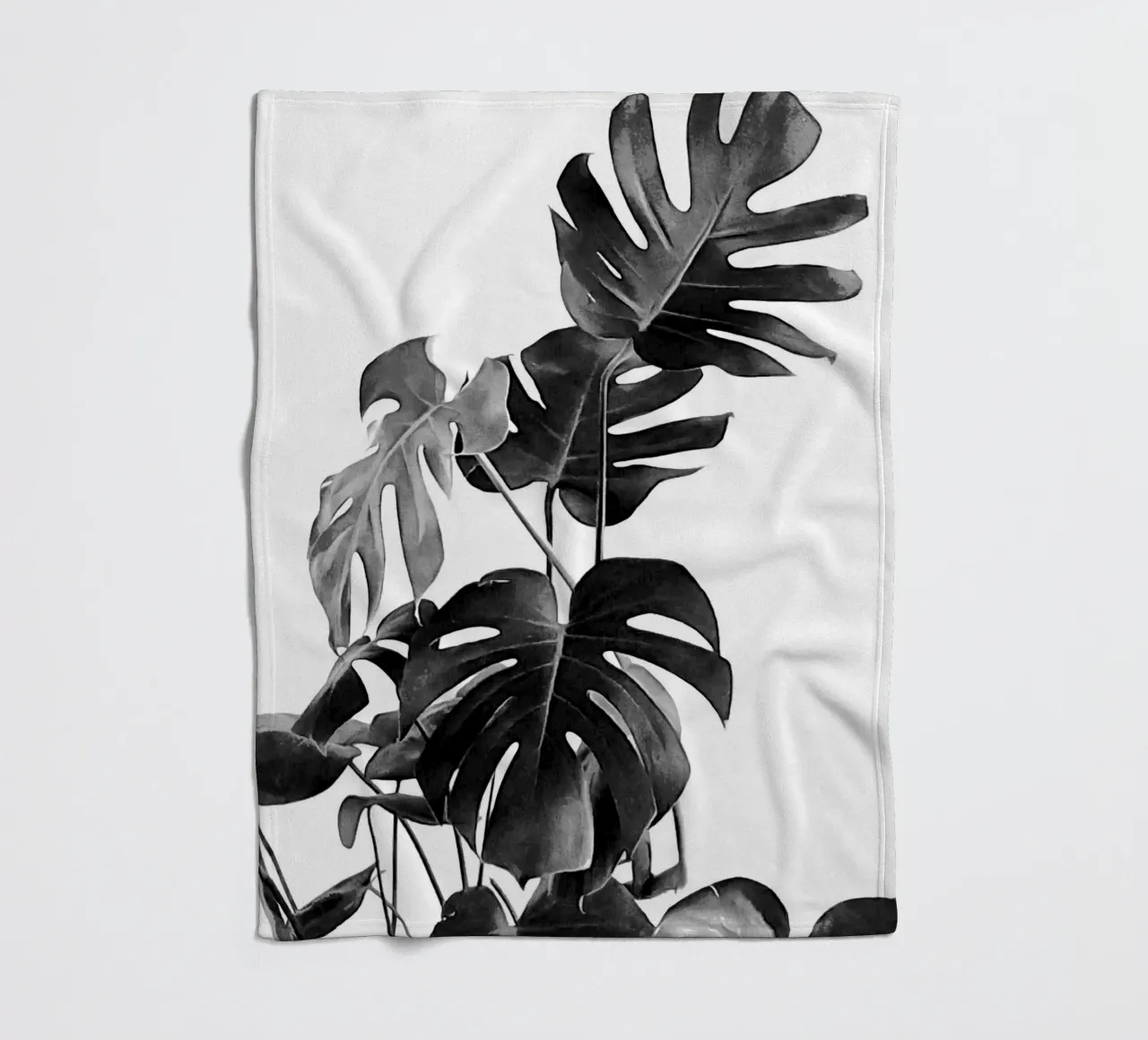 Monstera Bianco e Nero 09 coperta in pile da amini54