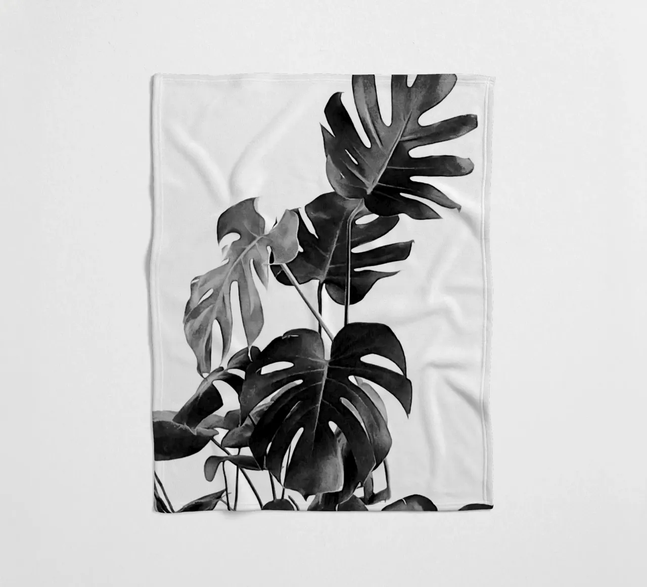 Monstera Bianco e Nero 09 coperta in pile da amini54
