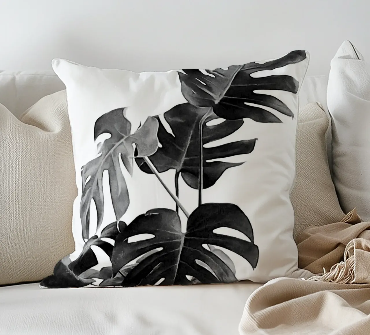 Monstera Bianco e Nero 09 cuscino da amini54