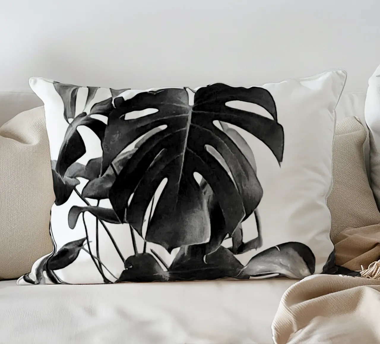 Monstera Bianco e Nero 09 cuscino da amini54