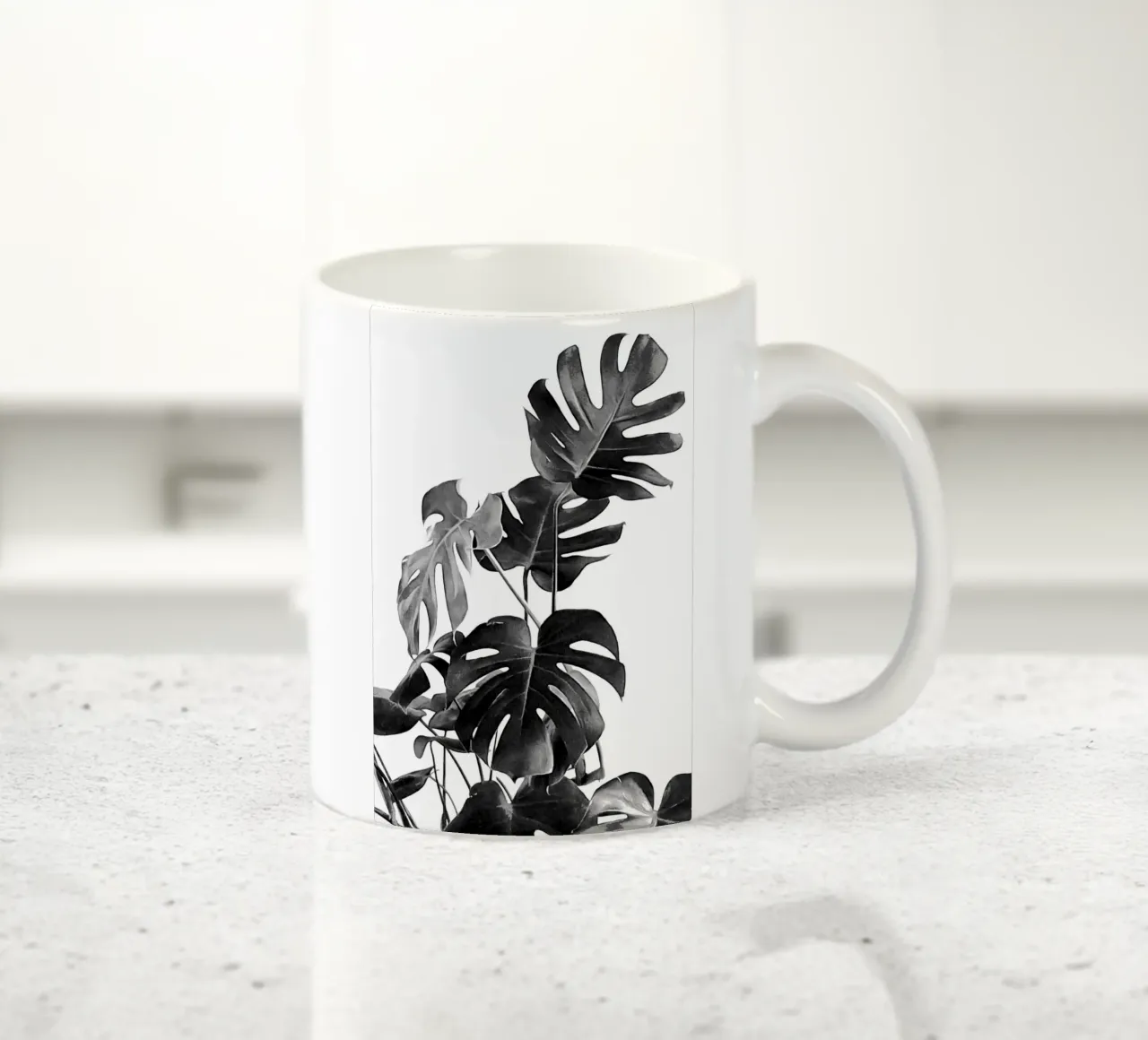 Monstera Bianco e Nero 09 tazza in ceramica da amini54