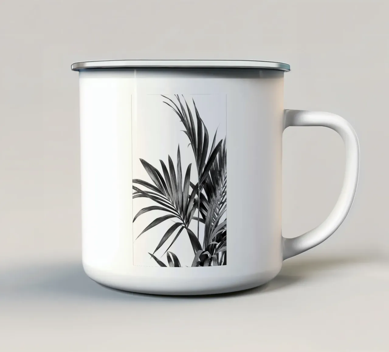 Foglie di palma in bianco e nero 01 tazza in smalto da amini54