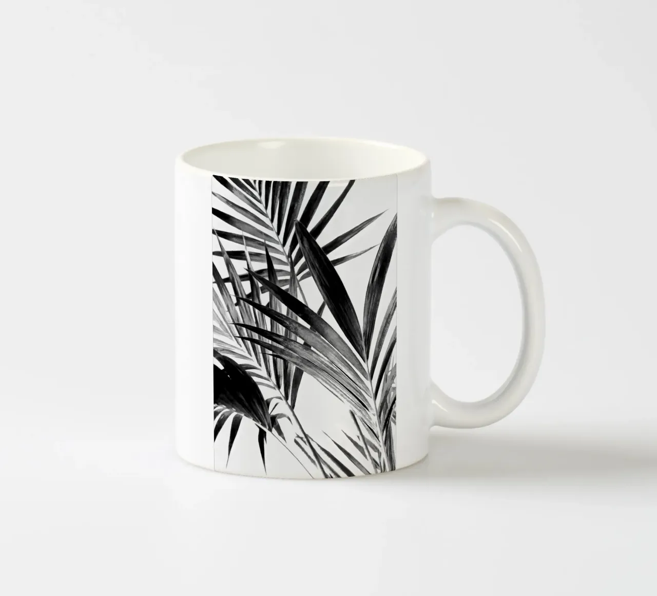 Foglie di palma in bianco e nero 02 tazza in ceramica da amini54