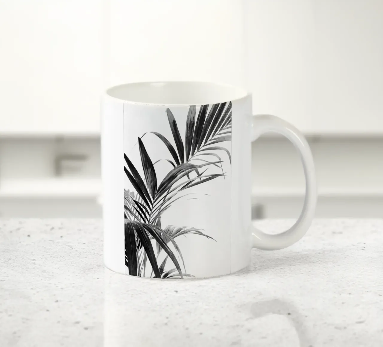 Foglie di palma in bianco e nero 03 tazza in ceramica da amini54