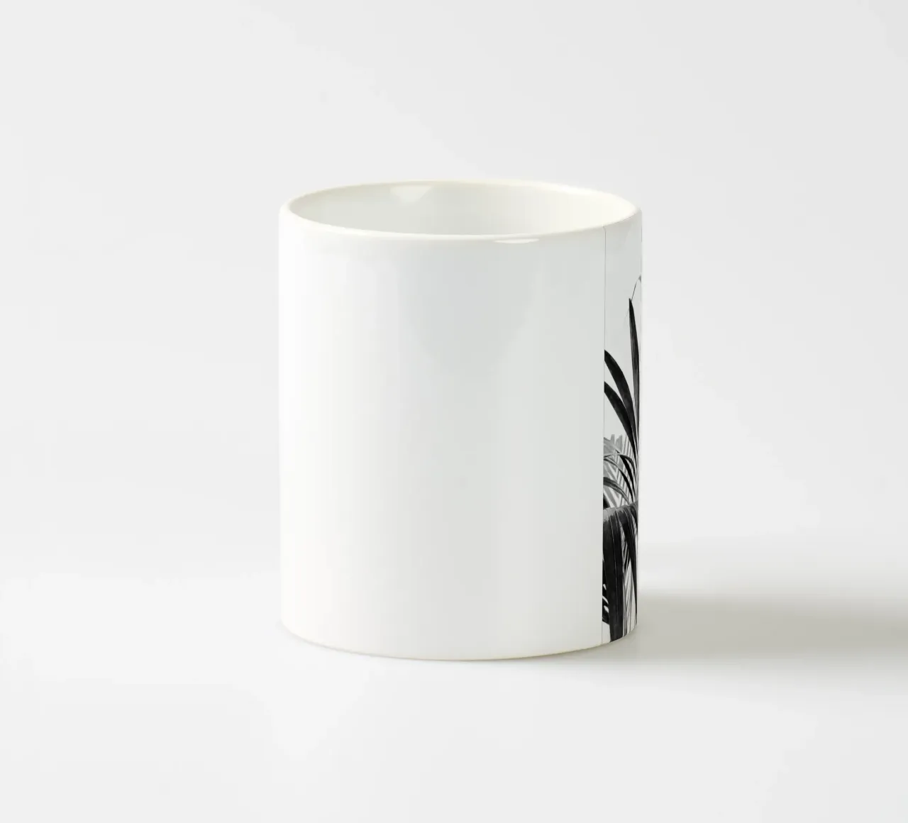 Foglie di palma in bianco e nero 03 tazza in ceramica da amini54