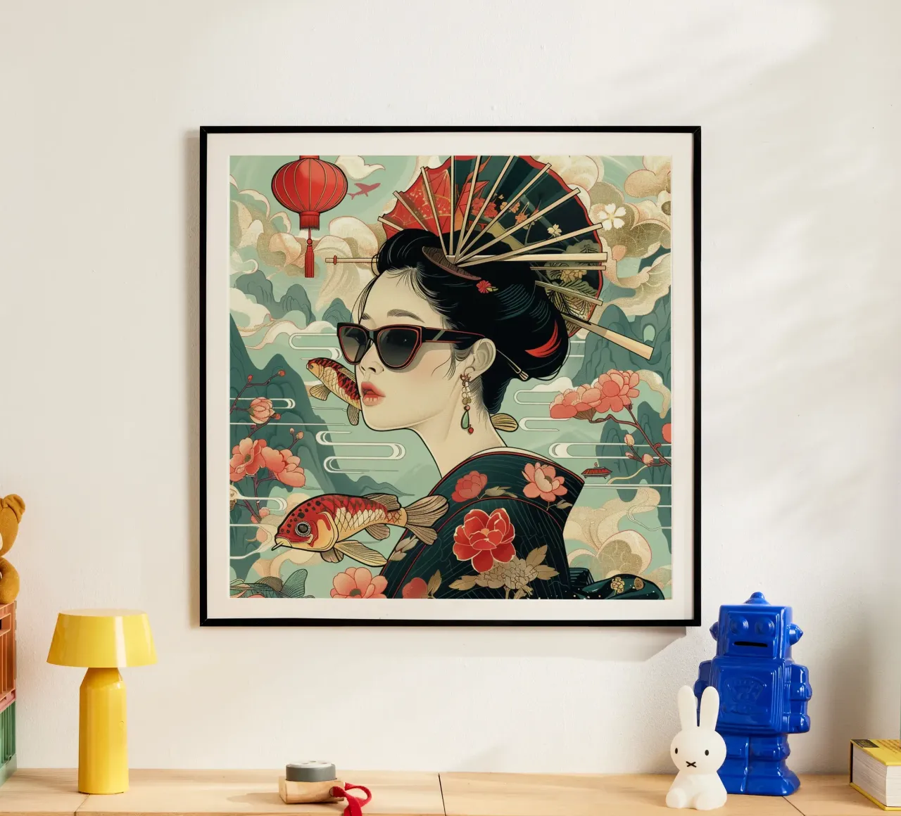 Giappone poster con telaio in alluminio da pixel