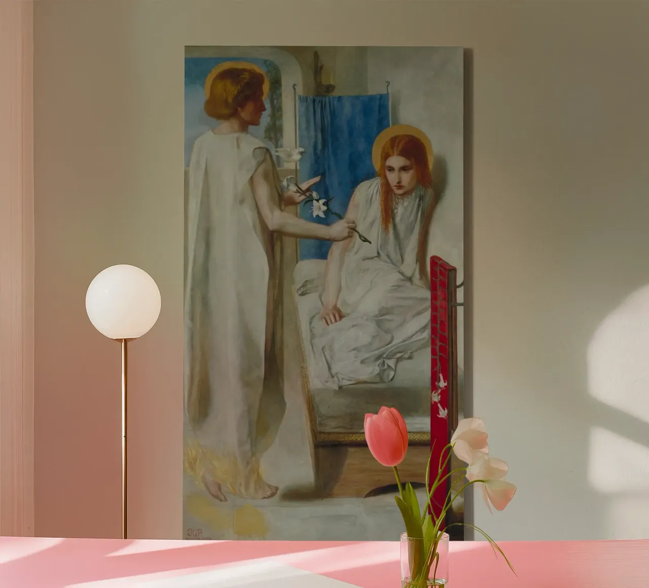 Dante Gabriel Rossetti, The Annunciation Ecce Ancilla Domini tela con Cornice a cassetta da Timeless Artworks