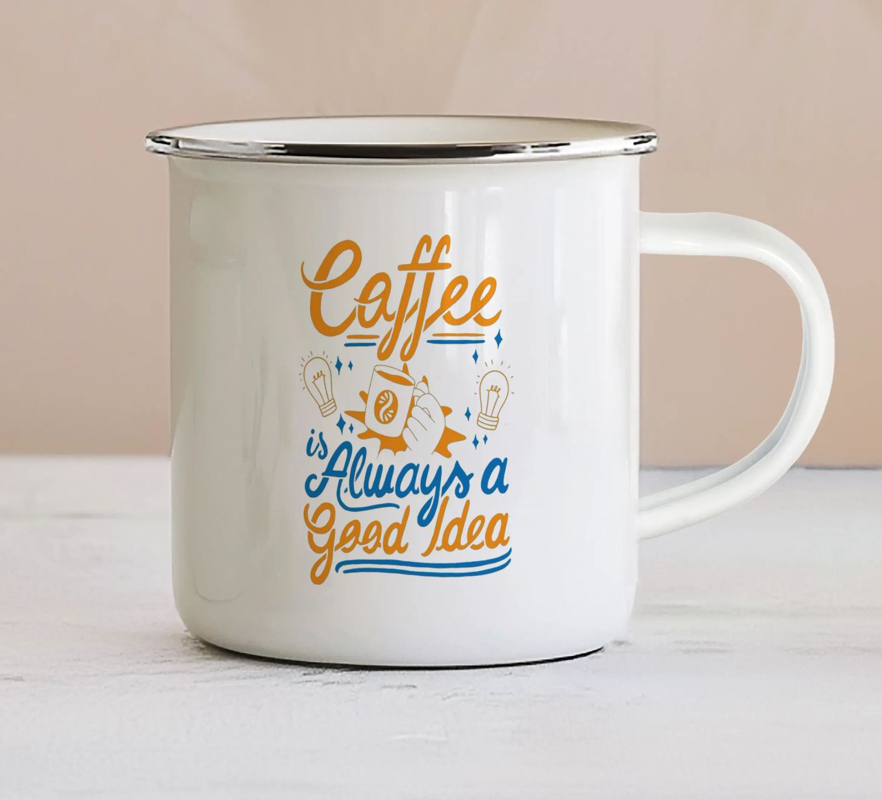 Kaffee ist immer eine gute Idee Emaille Tasse von Gunawan Rb