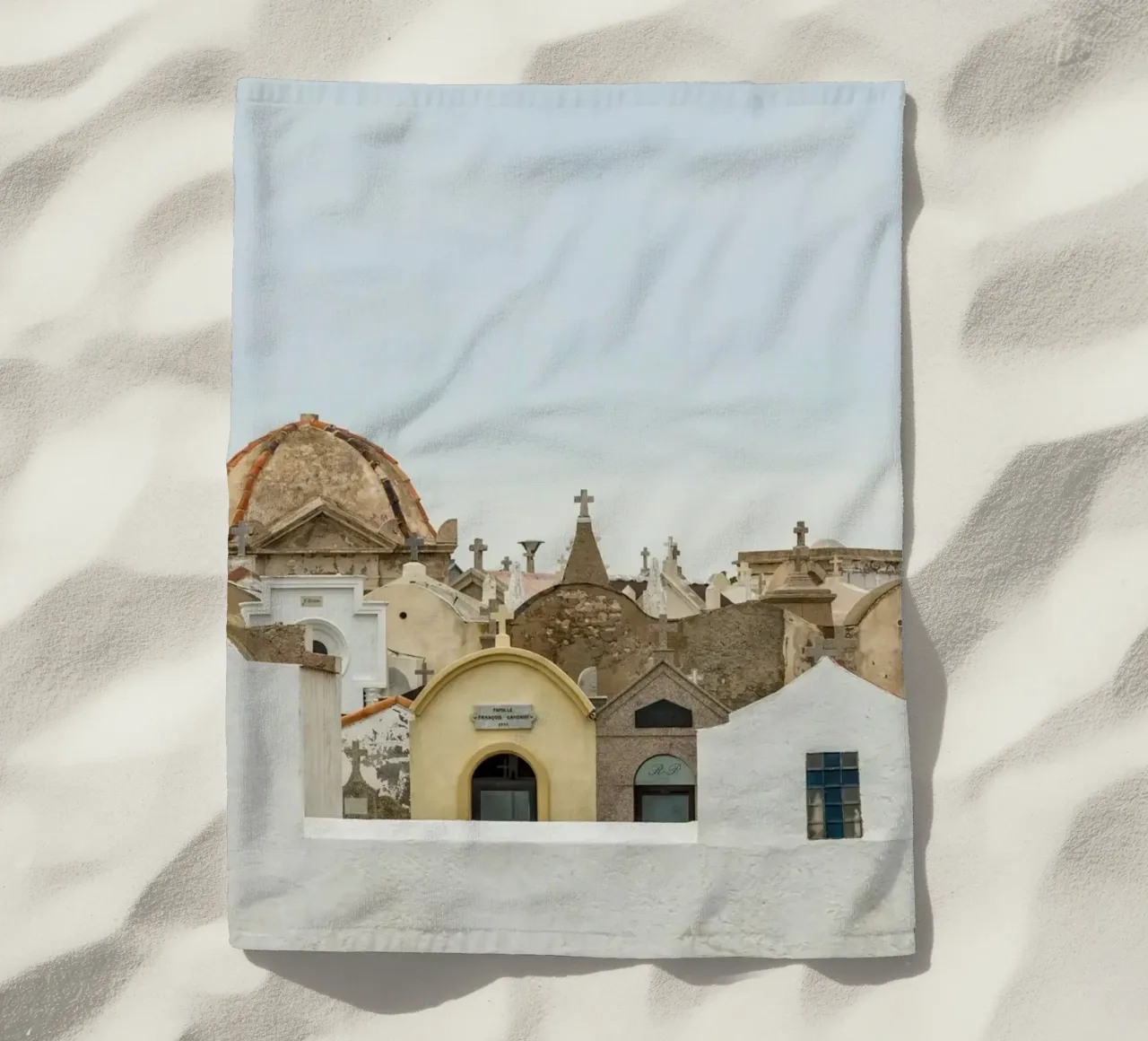 Gravehouses beach towel by Curious Collections by Marielle Leenders