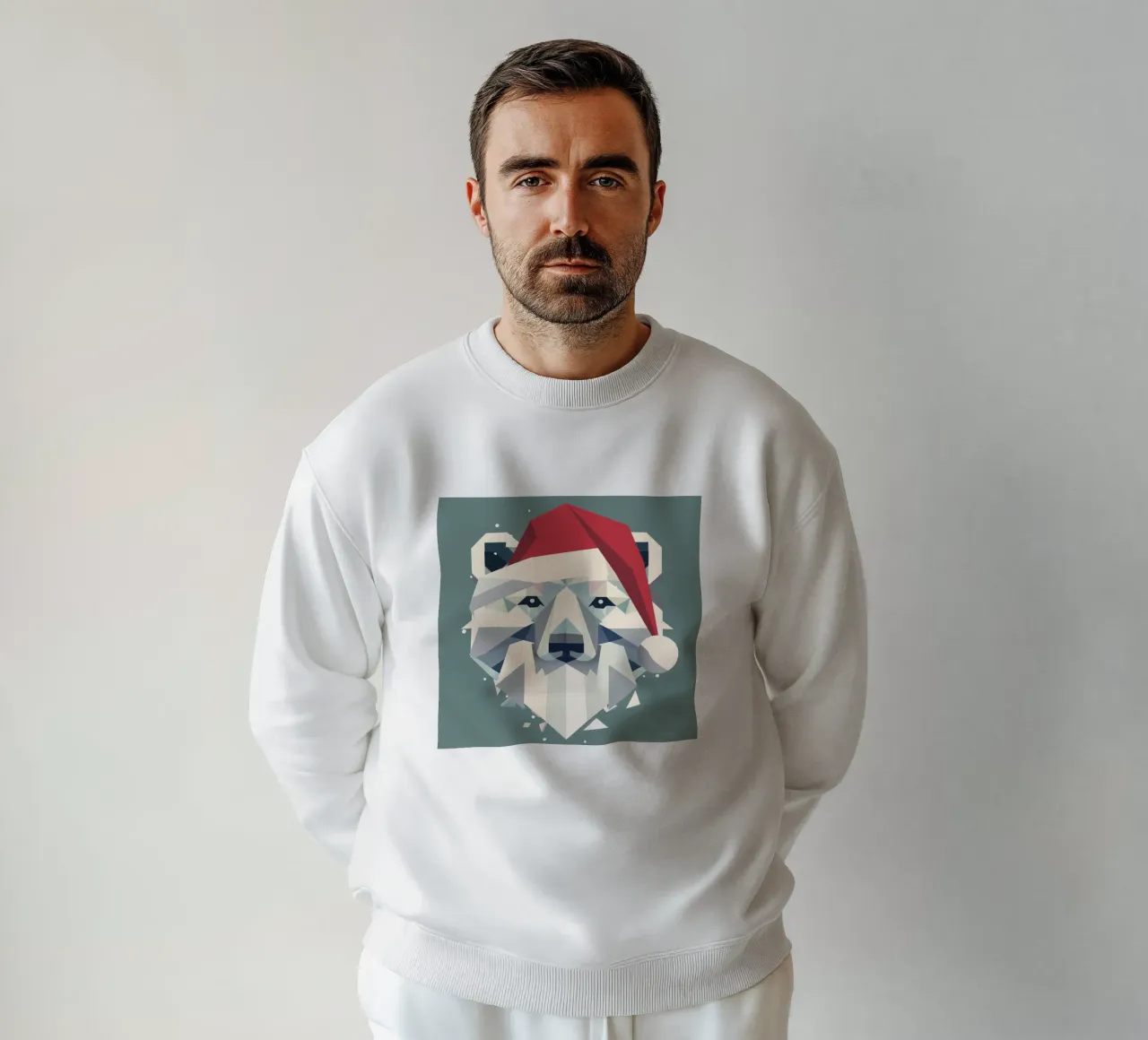 Allegro orso polare natalizio in un moderno stile geometrico felpa da namosh