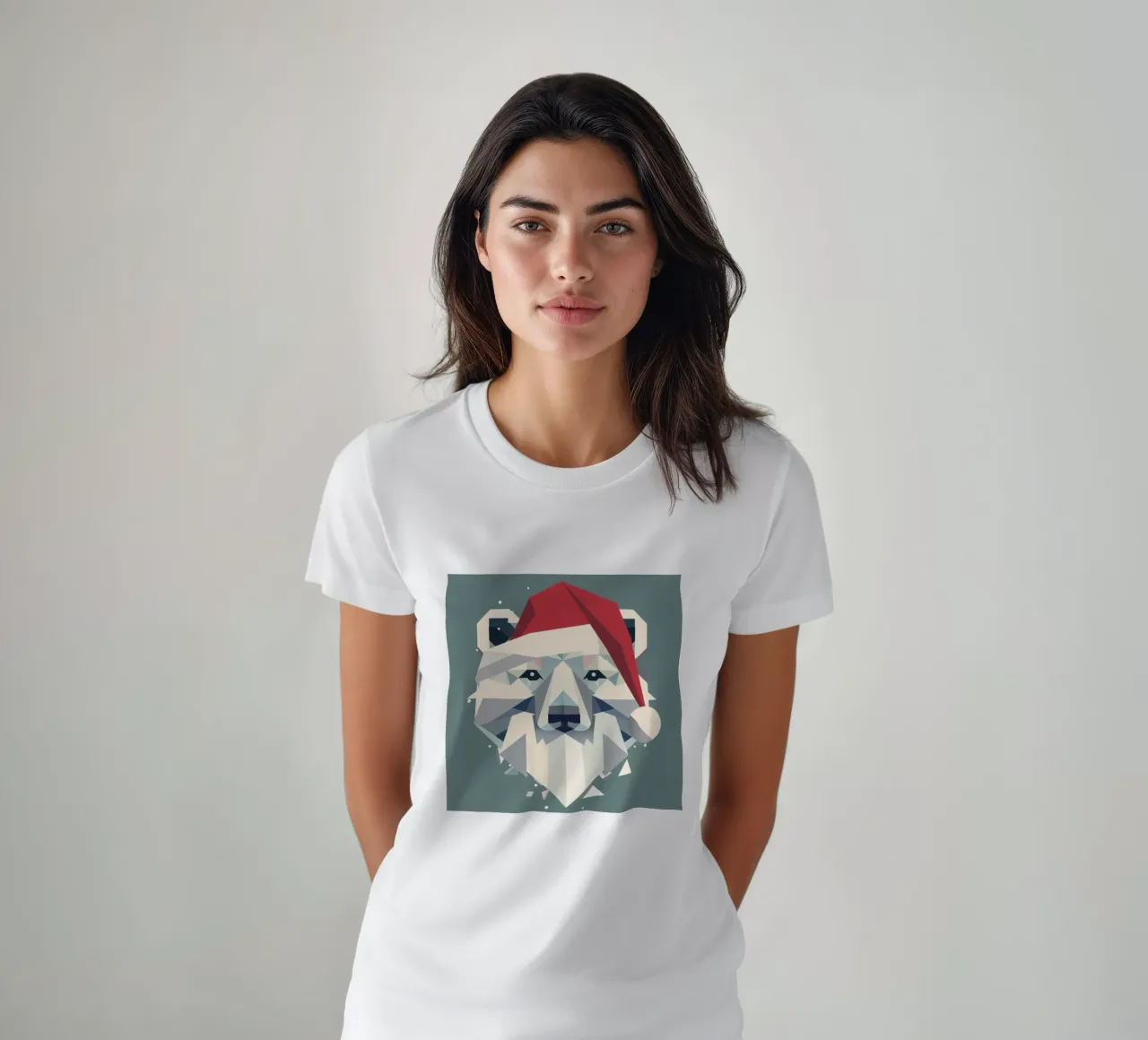 Allegro orso polare natalizio in un moderno stile geometrico t-shirt da namosh