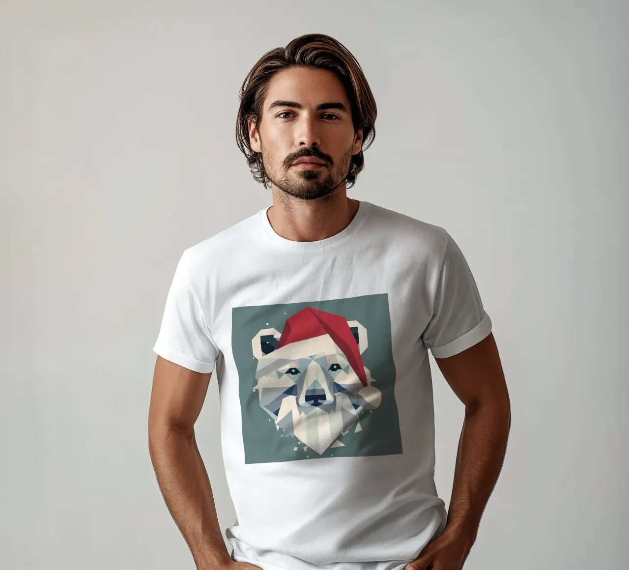 Allegro orso polare natalizio in un moderno stile geometrico t-shirt da namosh