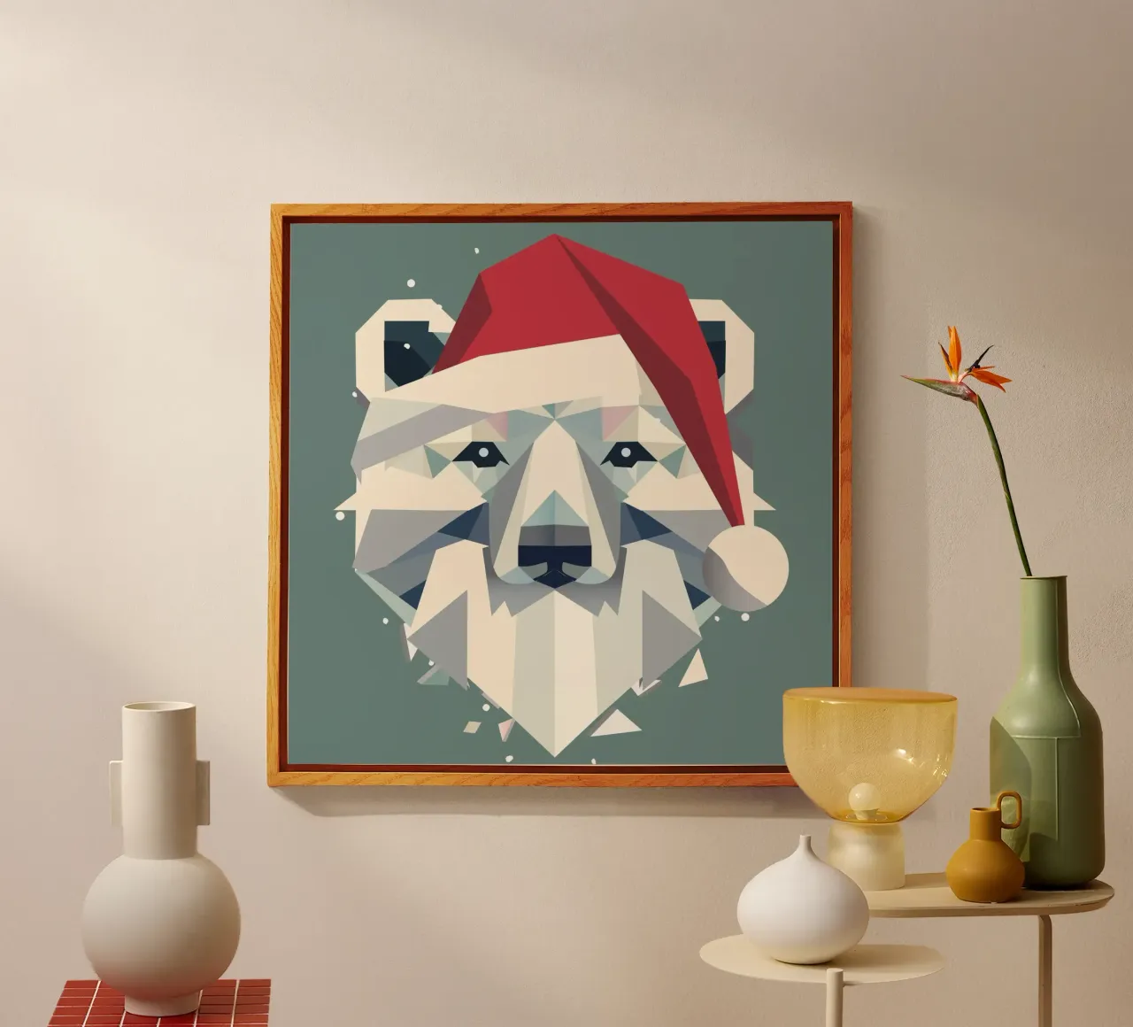 Allegro orso polare natalizio in un moderno stile geometrico plexiglass da namosh