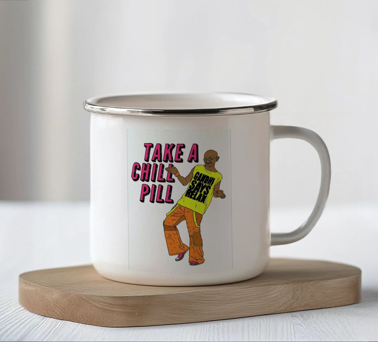 Gandhi One tazza in smalto da Nick Cocozza
