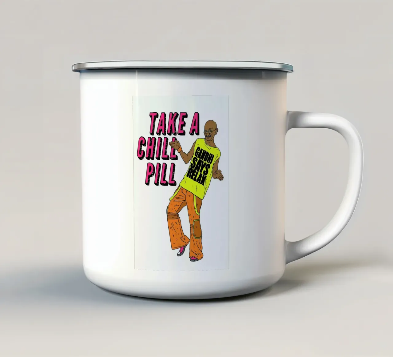 Gandhi One enamel mug by Nick Cocozza