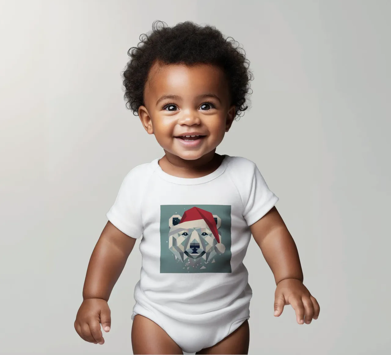 Allegro orso polare natalizio con cappello da Babbo Natale body neonato maniche corte da namosh