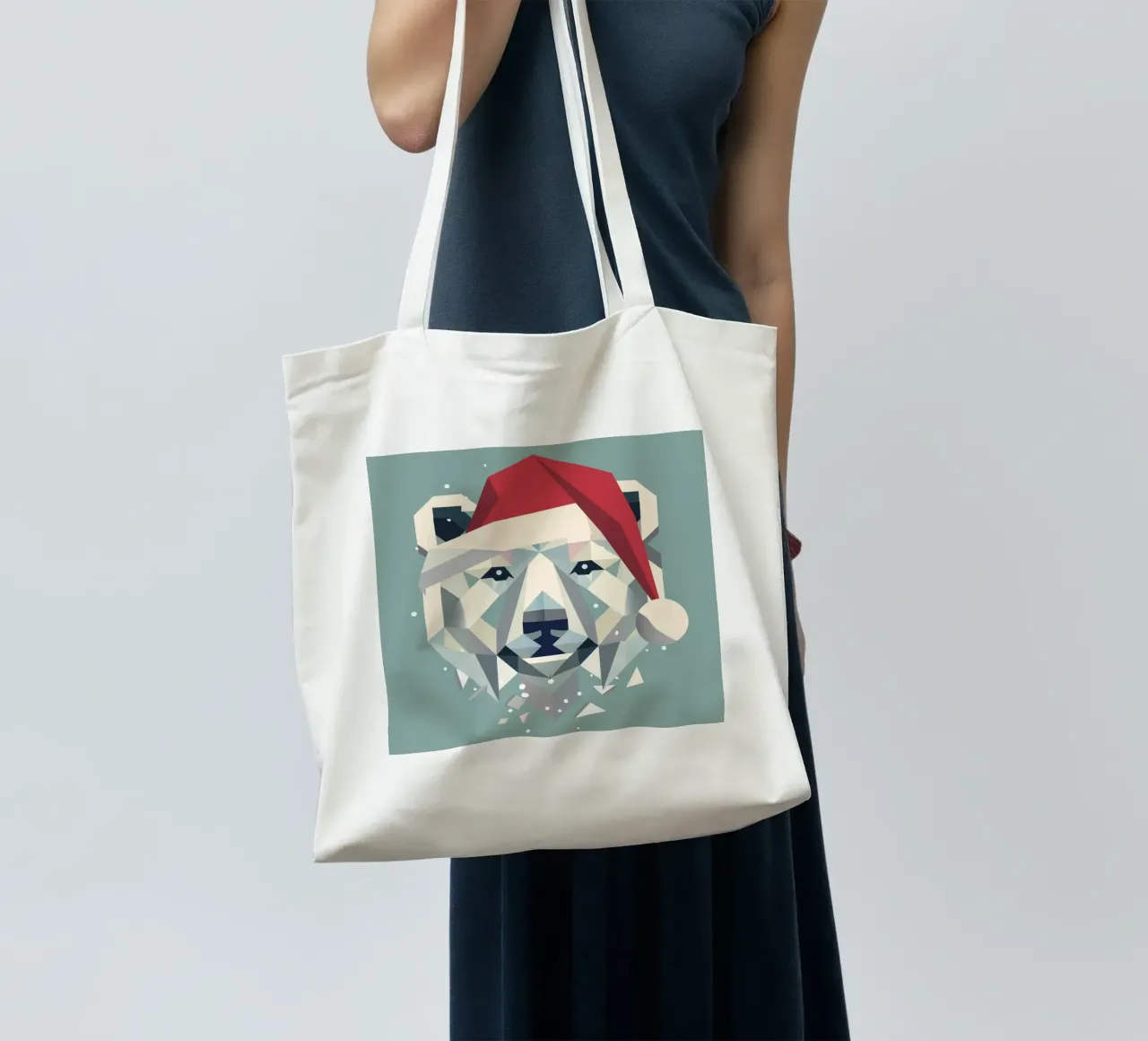 Allegro orso polare natalizio con cappello da Babbo Natale borsa in juta da namosh