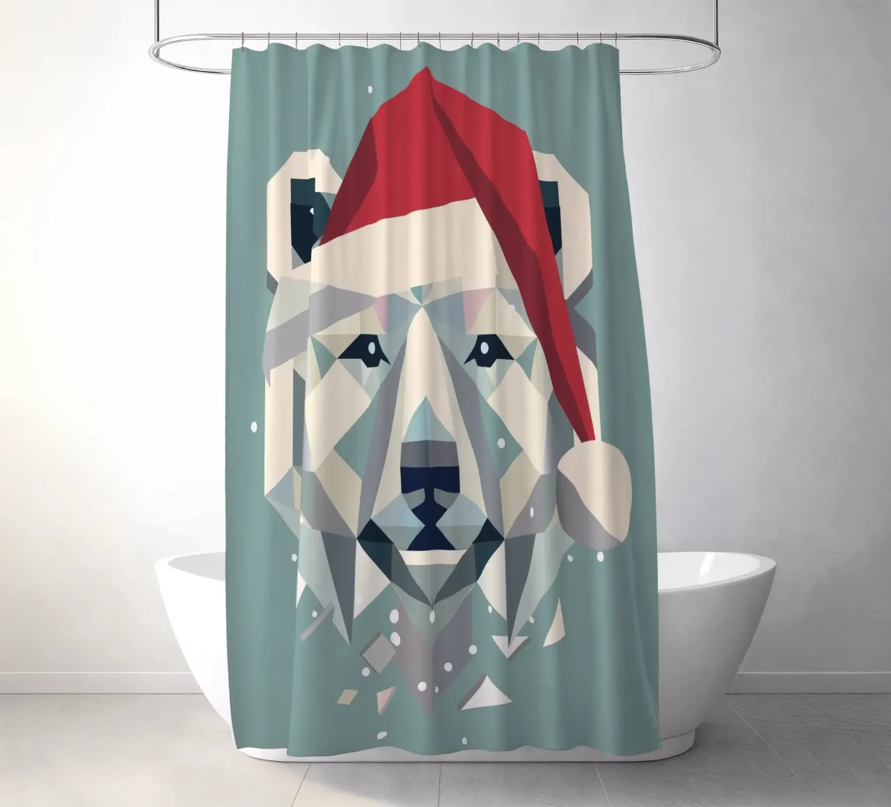 Allegro orso polare natalizio con cappello da Babbo Natale tenda da doccia da namosh