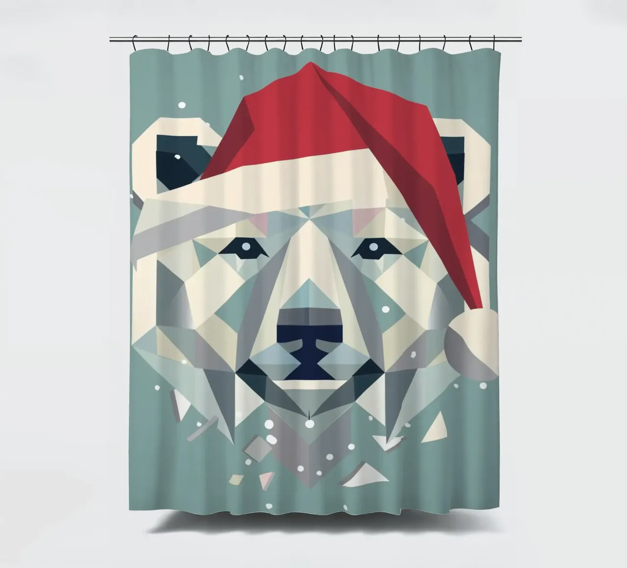 Allegro orso polare natalizio con cappello da Babbo Natale tenda da doccia da namosh
