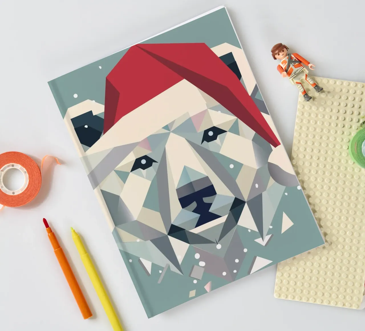 Allegro orso polare natalizio con cappello da Babbo Natale diario da namosh