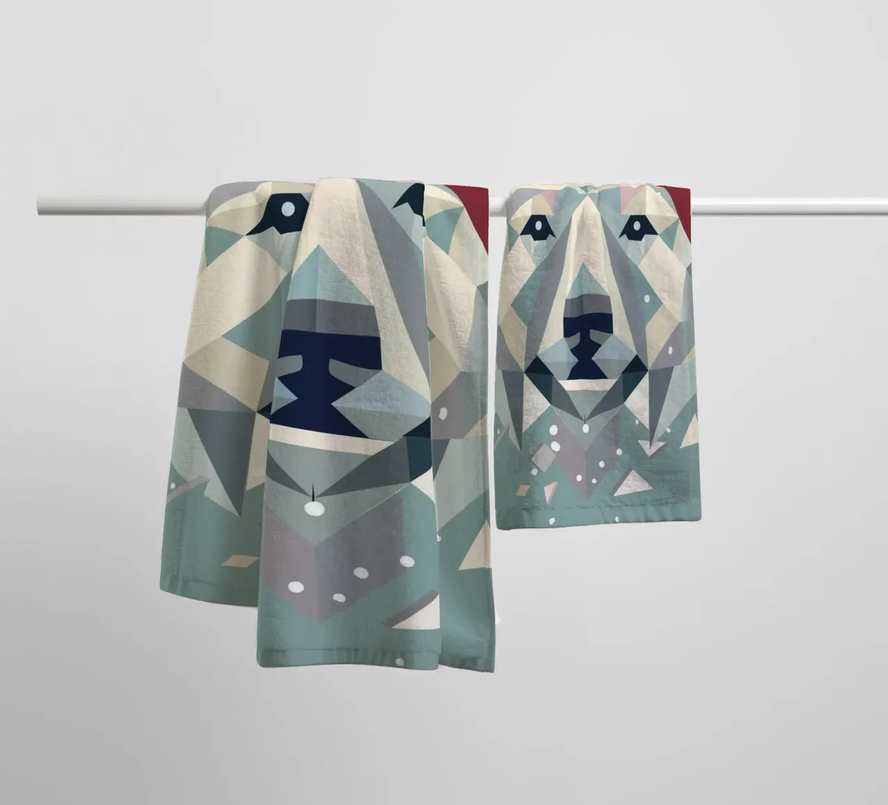 Allegro orso polare natalizio con cappello da Babbo Natale asciugamano da bagno da namosh