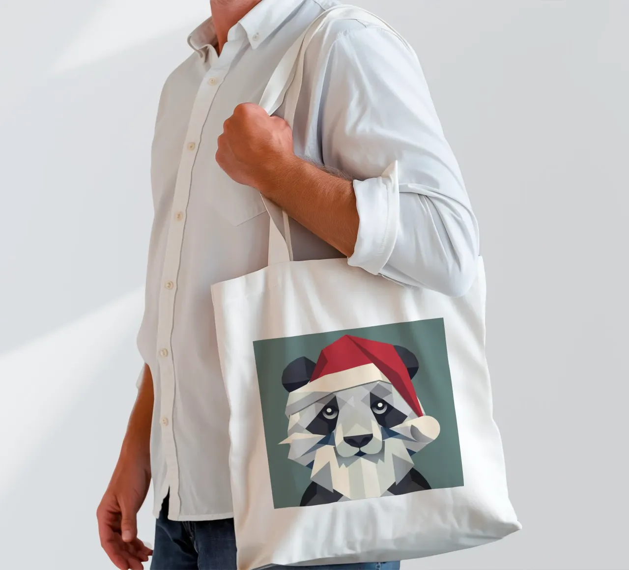Allegro panda natalizio in stile moderno borsa in juta da namosh