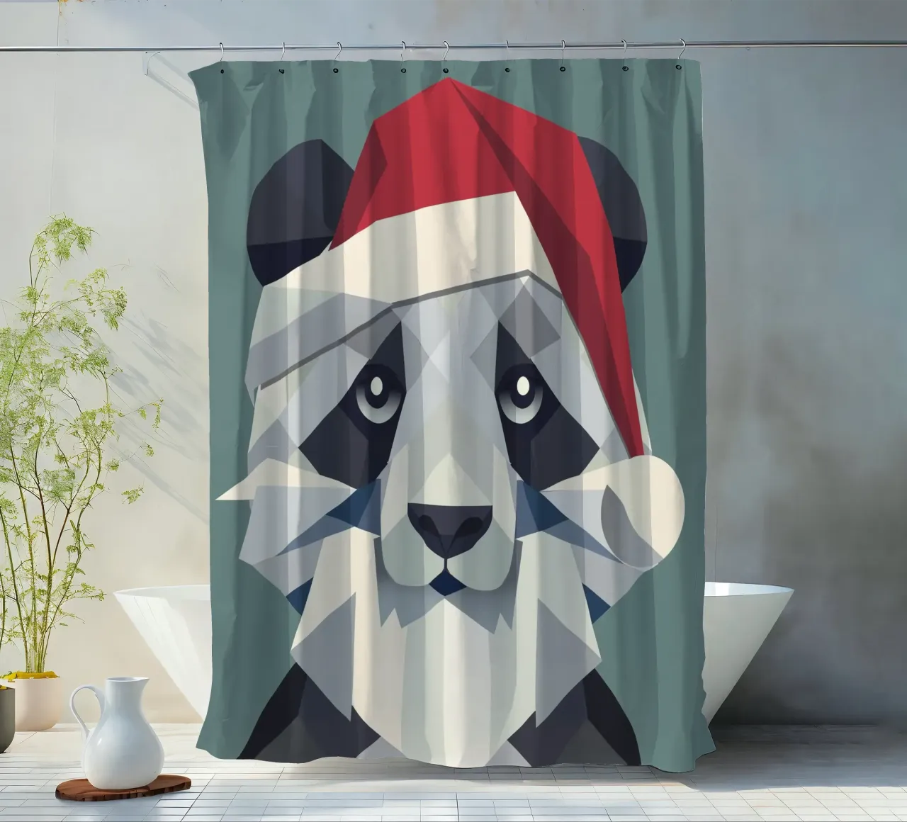 Allegro panda natalizio in stile moderno tenda da doccia da namosh