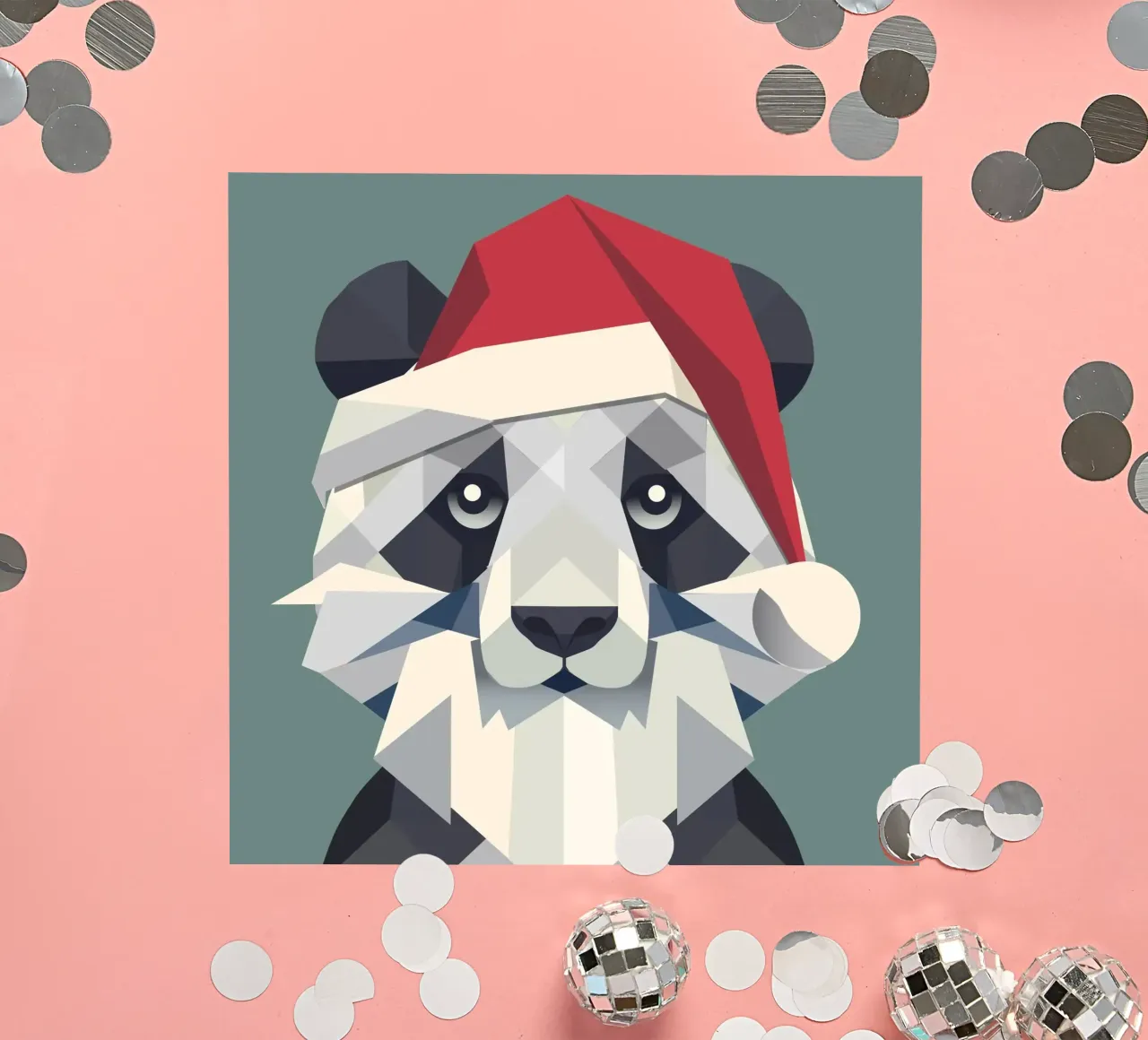 Allegro panda natalizio in stile moderno adesivo da namosh