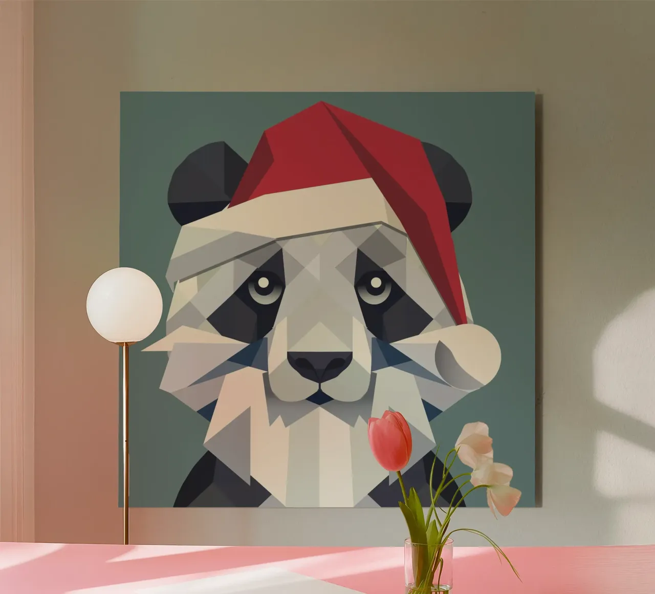 Allegro panda natalizio in stile moderno alluminio dibond da namosh