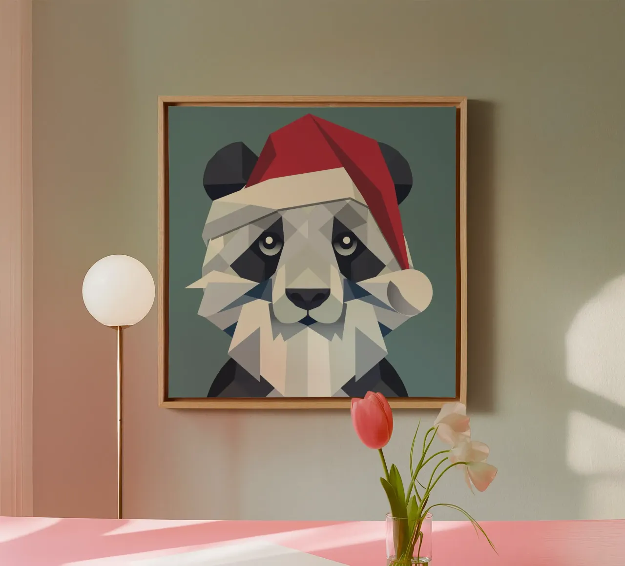 Cheerful Christmas panda in a modern style canvas by namosh
