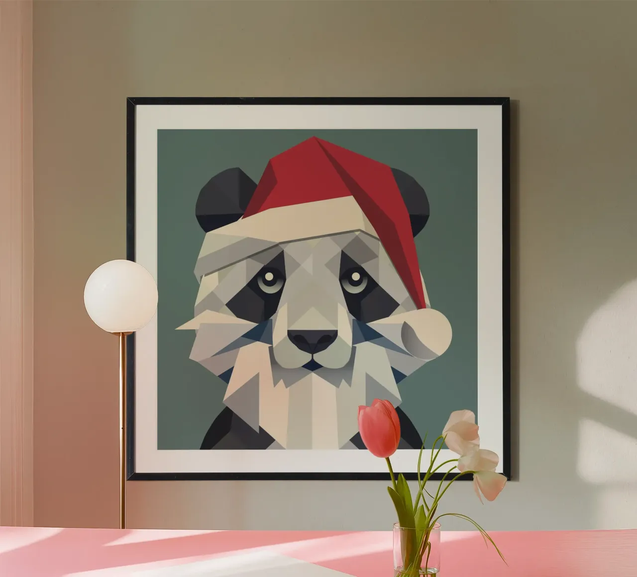 Allegro panda natalizio in stile moderno carta hahnemühle da namosh