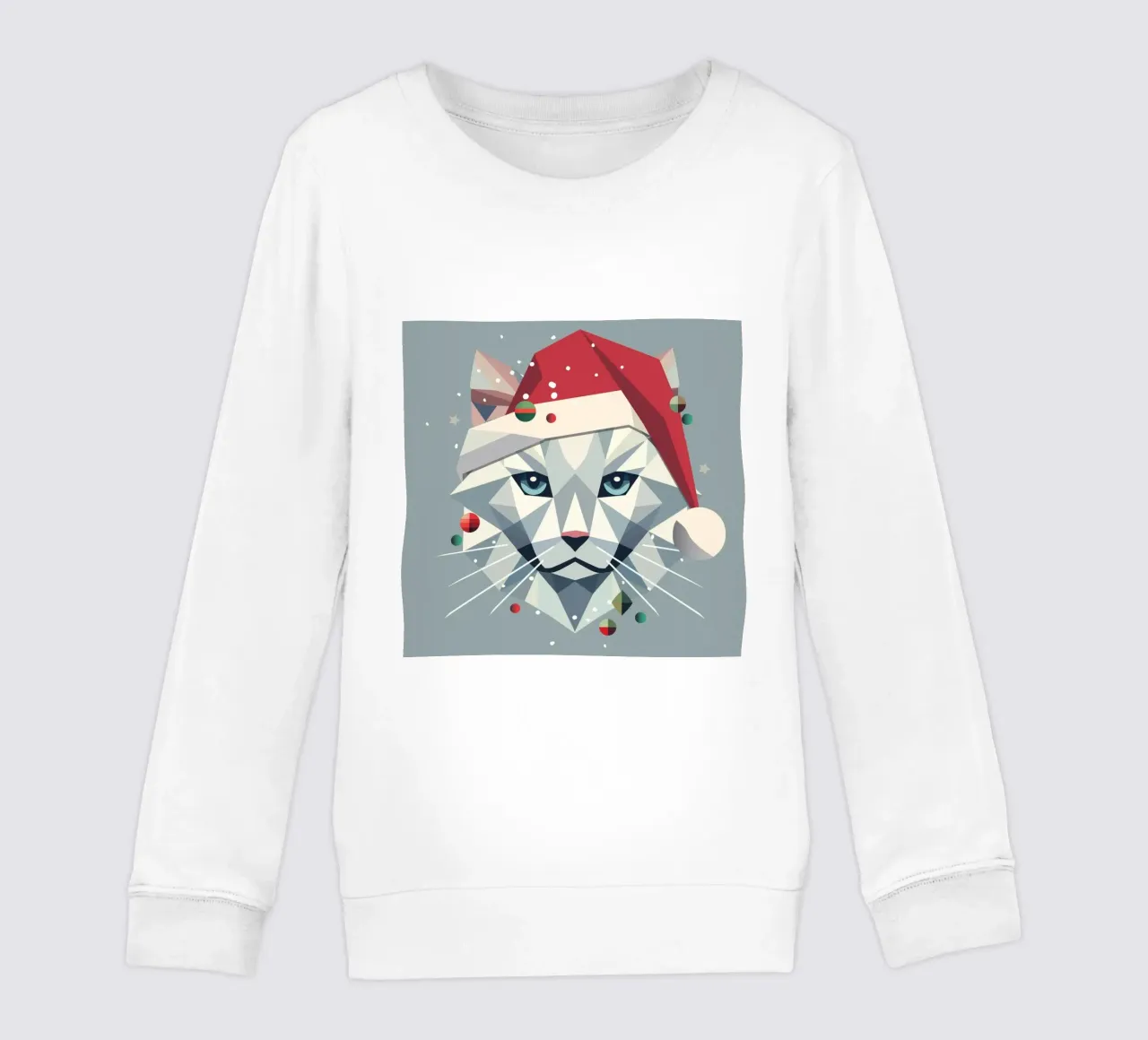 Christmas cat art in a modern geometric style kids sweatshirt by namosh