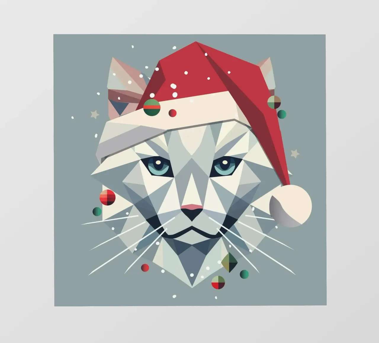 Arte del gatto di Natale in stile geometrico moderno telo in pvc da namosh