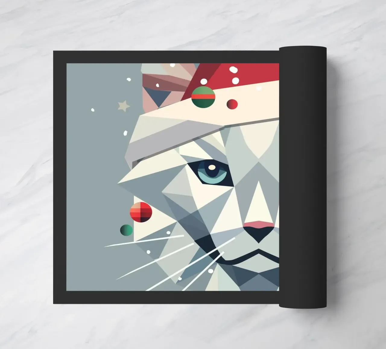 Weihnachtliche Katzenkunst im modernen geometrischen Stil Fußmatte von namosh