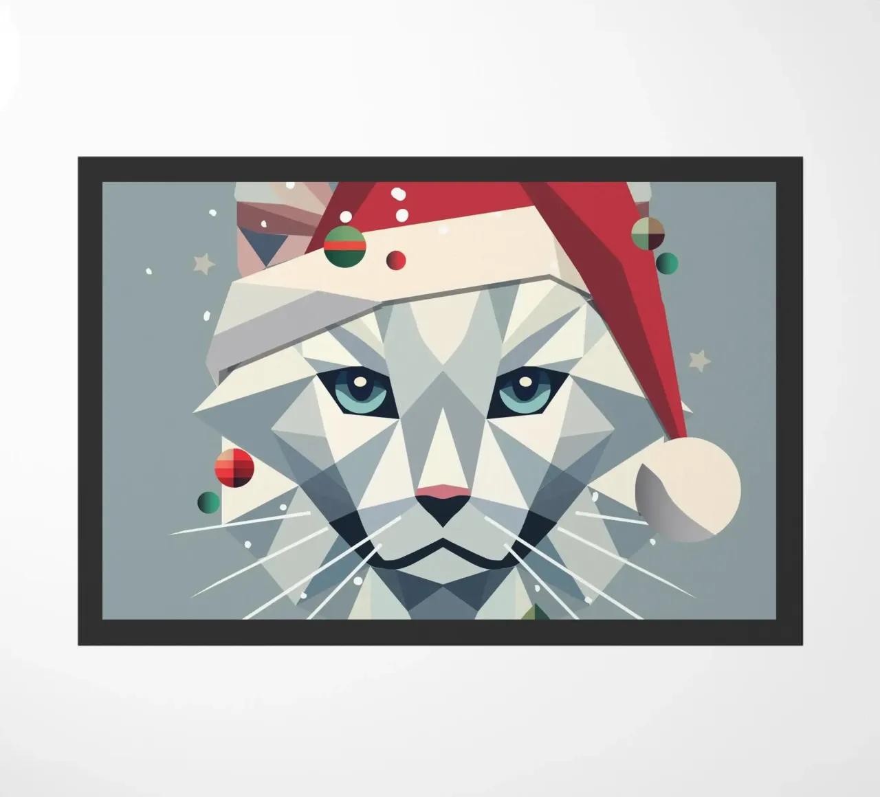 Weihnachtliche Katzenkunst im modernen geometrischen Stil Fußmatte von namosh