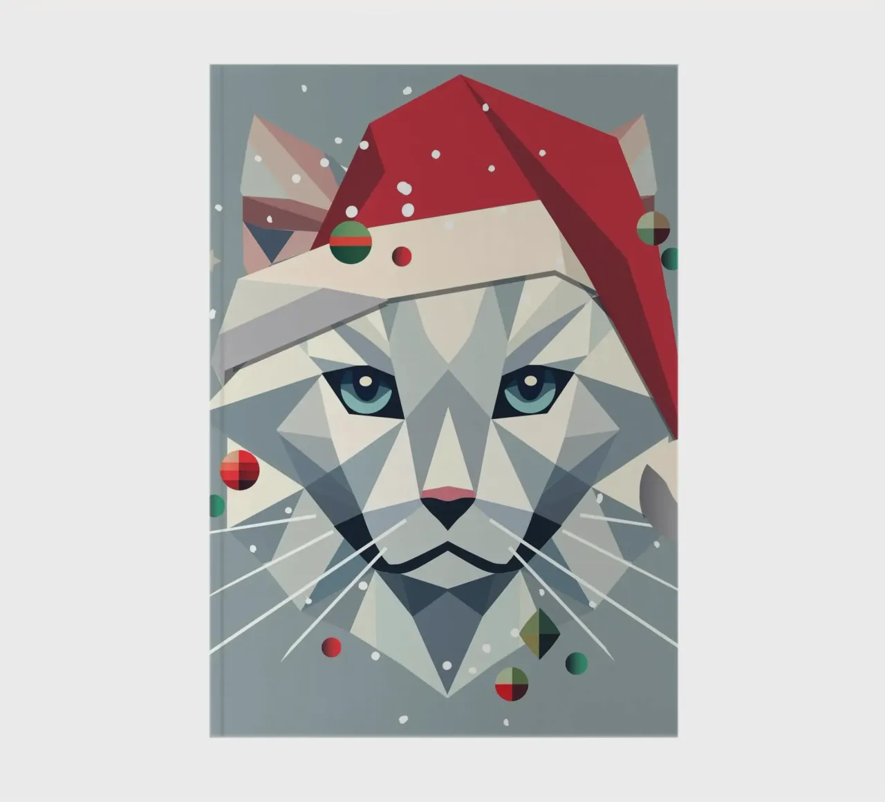 Christmas cat art in a modern geometric style notebook by namosh