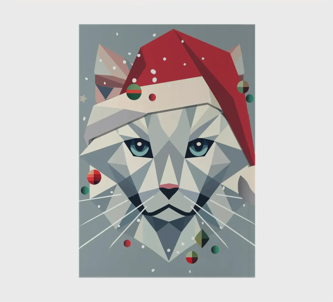 Christmas cat art in a modern geometric style notebook by namosh