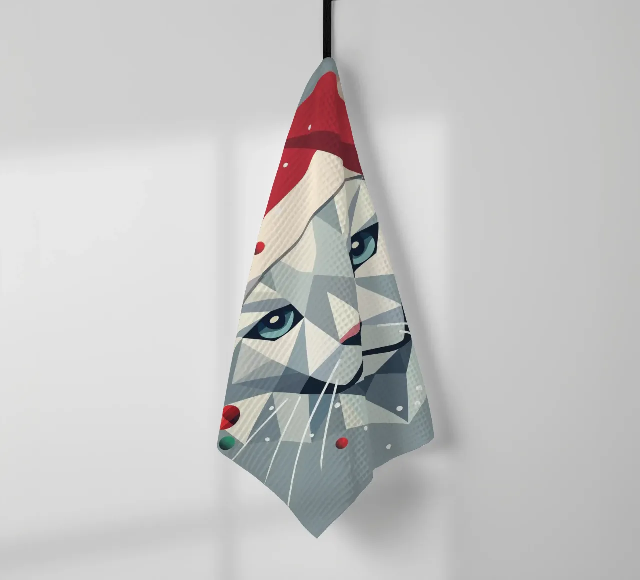 Art félin de Noël dans un style géométrique moderne torchon de namosh