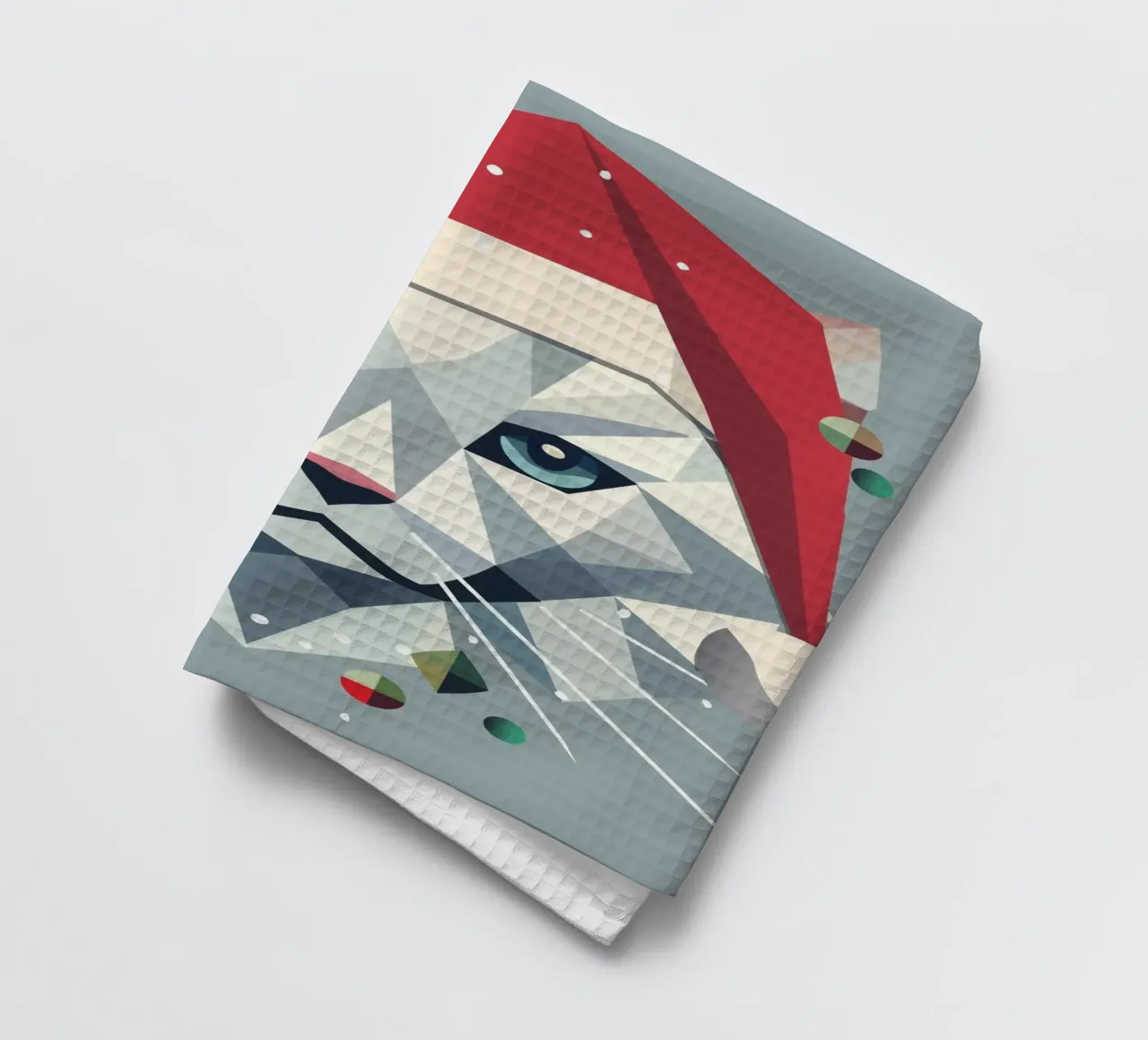 Art félin de Noël dans un style géométrique moderne torchon de namosh