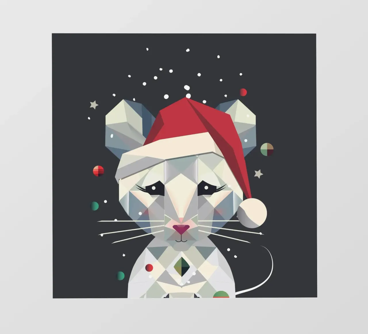 Festive snow mouse in a geometric Christmas design pvc cover by namosh