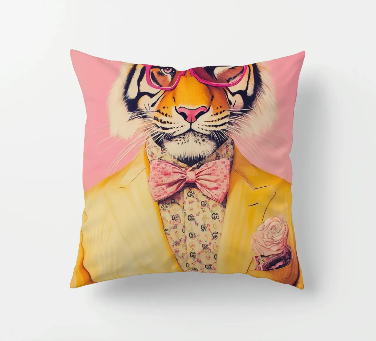 Moda tigre in giallo con occhiali rosa cuscino da Autofocus