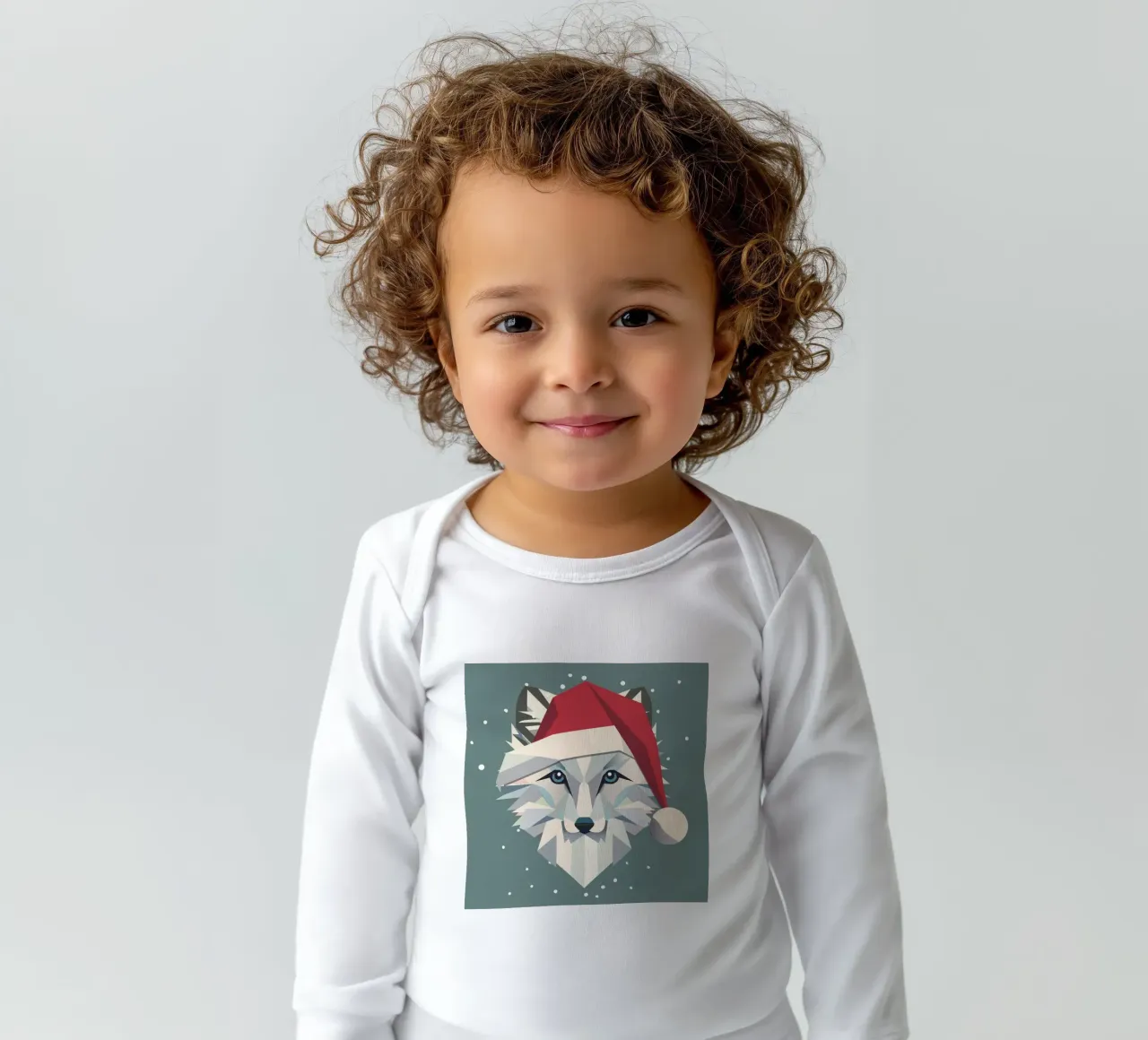 Allegra volpe polare in un festoso design natalizio body neonato maniche lunghe da namosh