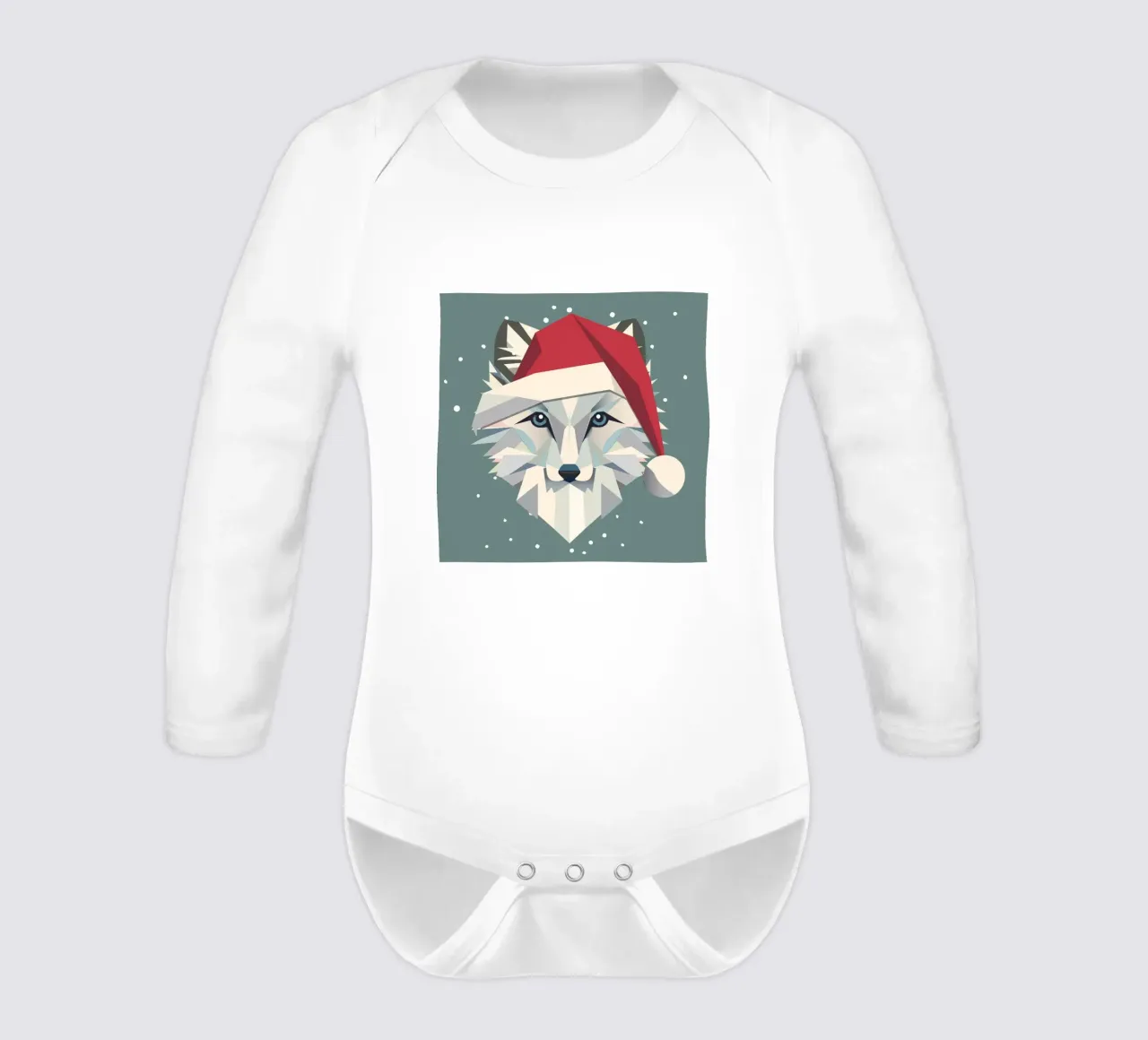 Allegra volpe polare in un festoso design natalizio body neonato maniche lunghe da namosh