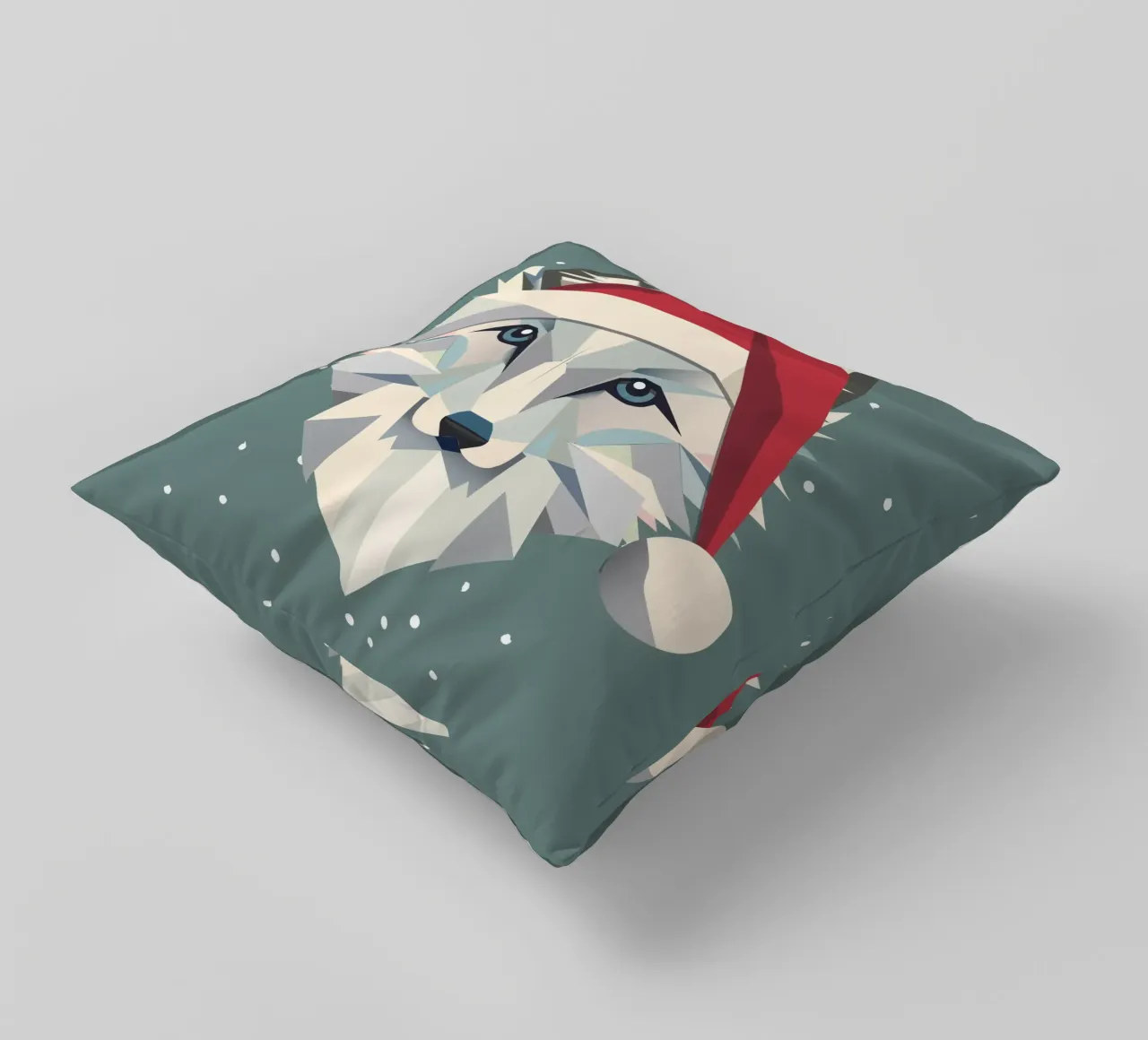 Allegra volpe polare in un festoso design natalizio cuscino da namosh