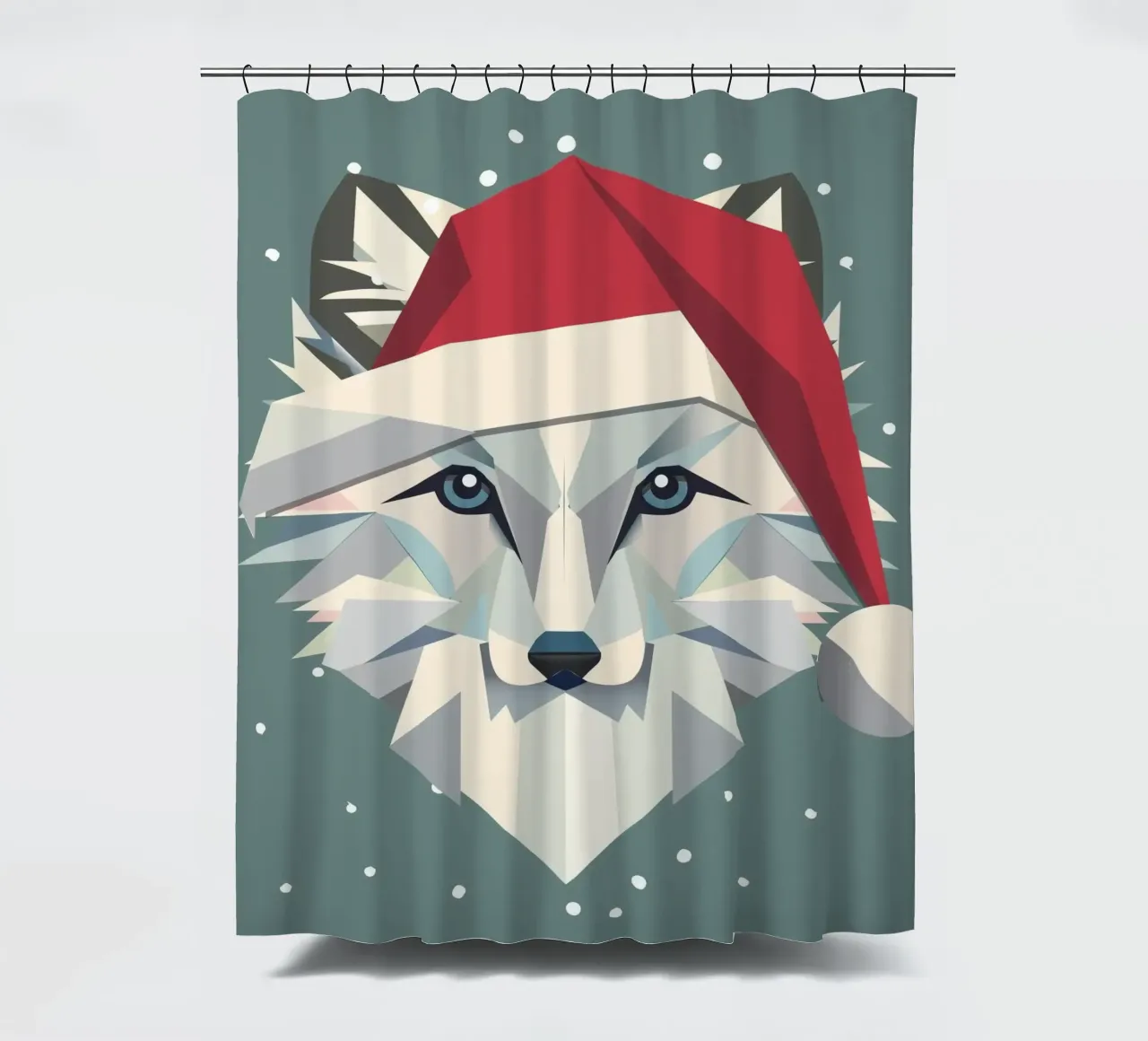 Fröhlicher Polarfuchs im festlichen Weihnachtsdesign Duschvorhang von namosh