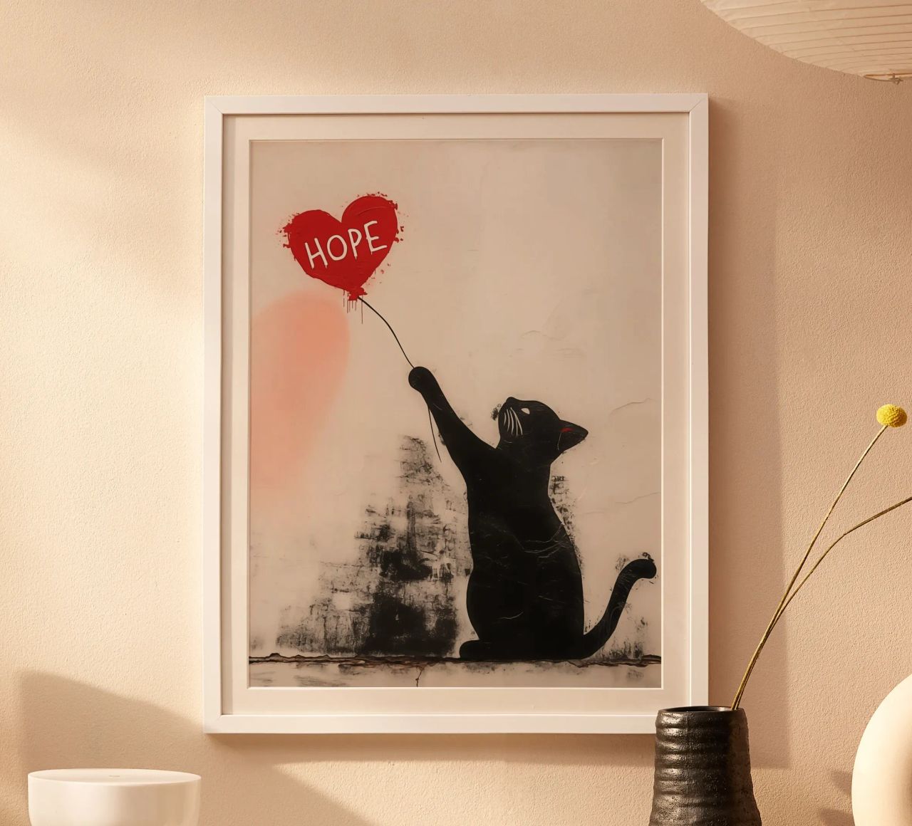 Hoffnung - Banksy Katze mit Rotem Ballon Poster von Autofocus