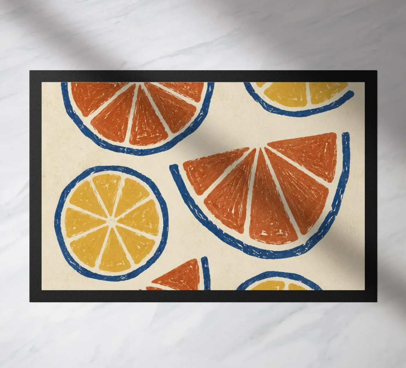Rustic citrus block print pattern Fußmatte von Dayitakshara