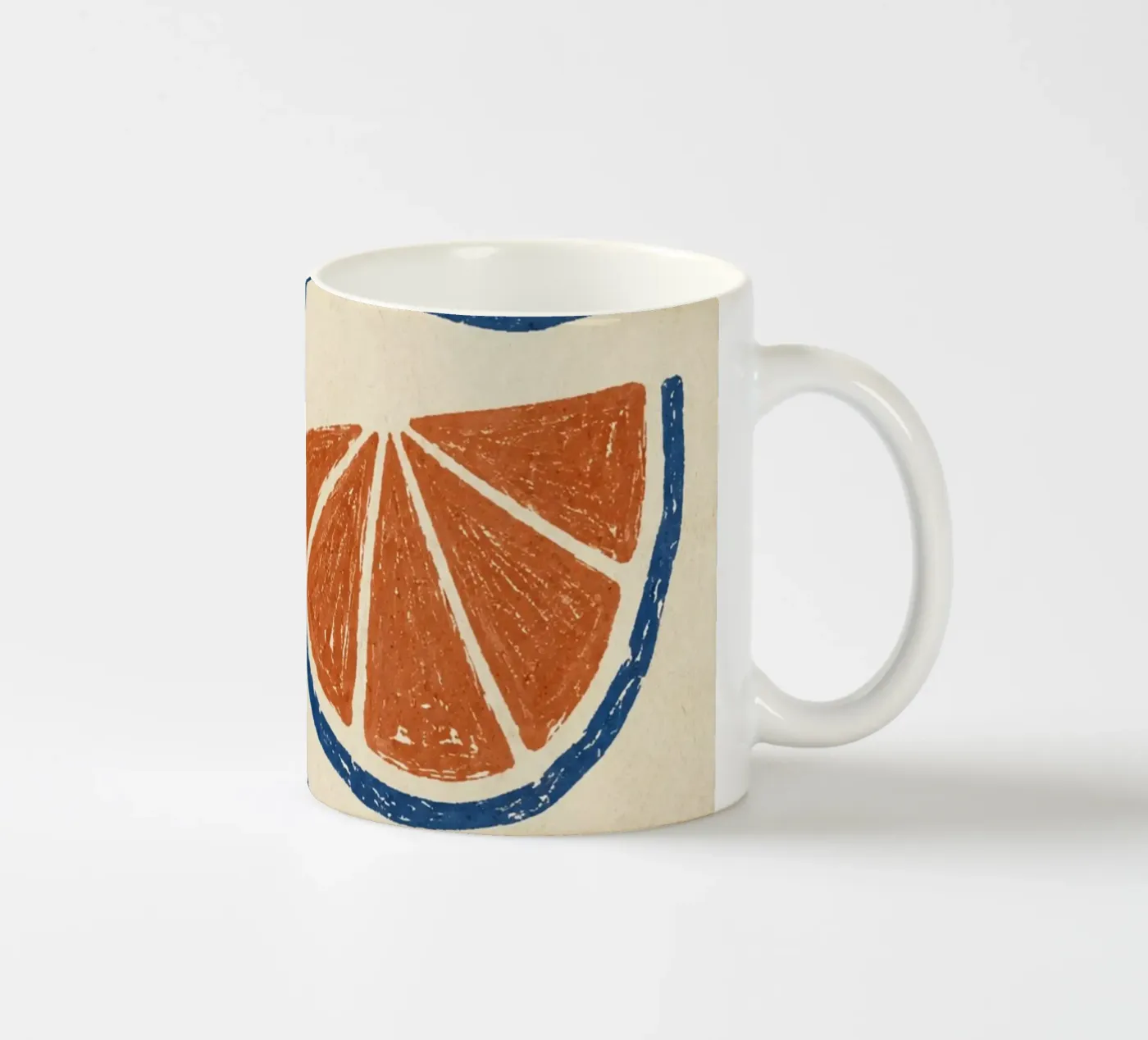 Rustic citrus block print pattern ceramic mug by Dayitakshara