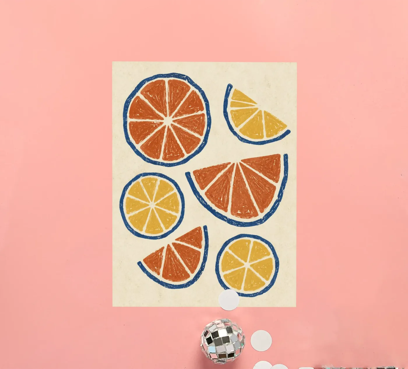 Rustic citrus block print pattern sticker by Dayitakshara